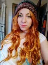 FEELSI-Peluca de cabello sintético para mujer, postizo largo de onda de agua, Color negro y naranja, Rojo puro, fibra de alta temperatura, tamaño medio