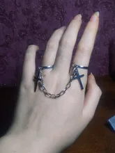 Punk Hip-Hop Cruz anillo de plata Chapado en Color Retro Cadena de dedo anillo de joyería ajustable regalo para Unisex anillo partido anillos