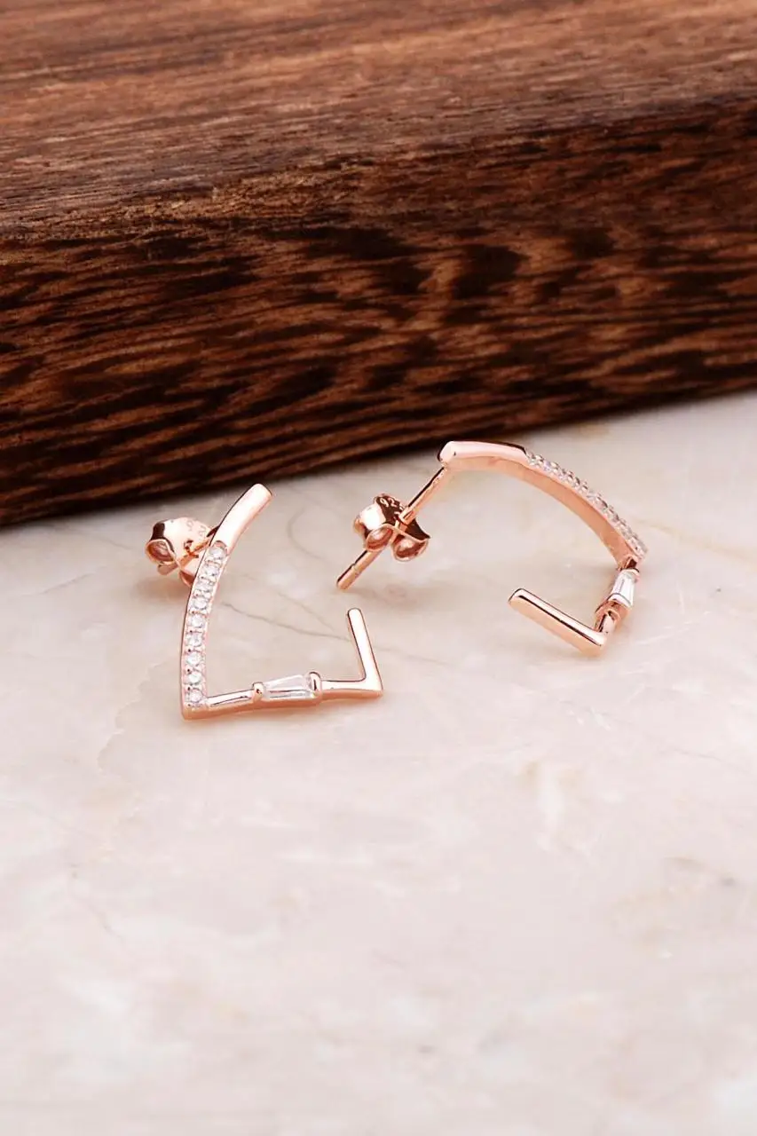 

Rose Silver Design Baguette Earrings 4859 High Quality Hand Made Original Filigree Silver Jewellery Gift for Women