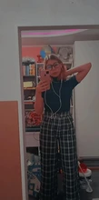 Plaid Pants Joggers Female Trousers Wide-Leg Streetwear Vintage High-Waist Plus-Size