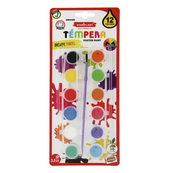 

Starplast Pack 12 Témperas liquid, + paint brush, paint Base water, 3,5ml each Color, washable party supply 12 Colores basic