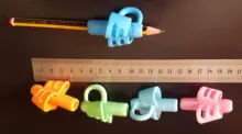 Soporte de silicona para bolígrafos de tres dedos, equipo de enseñanza, para estudiantes, corrección de escritura, 5 uds.