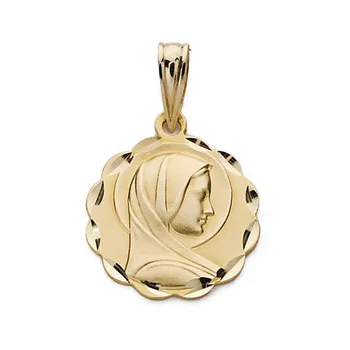 

Medal 18k gold Virgin Mary French 16mm. Carved edging [AC0942]