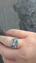 Huitan-anillos de banda estilo Partysu para mujer, 3 filas con piedra redonda de circón Blanco/azul, anillos y joyas para boda para mujer, artículo Simple
