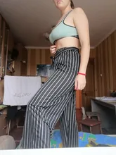 Leg-Pants Plaid Trousers Black Wide High-Waist Plus-Size Summer Women for Female Classic