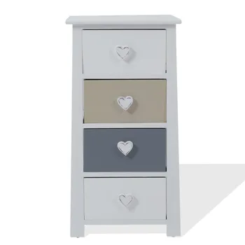 

Rebecca Mobili Chest of Drawers White 4 Drawers Shabby Handles Heart 73x37x27