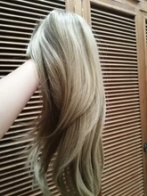 JONRENAU-Peluca de cabello sintético con flequillo para mujer, pelo largo de onda Natural resistente al calor, color rubio medio, no brillante