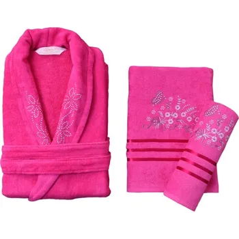

Lina Velvet Stone Robe Set-Fuchsia