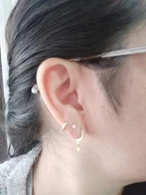 ROXI-Pendientes redondos de aro de lujo con forma de luna y estrella para mujer y niña, aretes de boda, Pendientes de cartílago de Plata de Ley 925, joyería