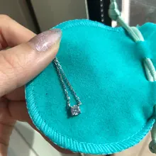 Louleur-collar con colgante de un solo circón para mujer, de Plata de Ley 925, Gargantilla de joyería de plata 925