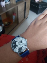 Disney-reloj de cuarzo de cuero de Mickey Mouse para niños y niñas, clásico, sencillo, informal, de dibujos animados