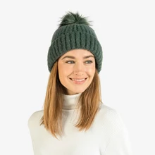 Шапка женская зеленая с помпоном KEDDO 398604/04-02