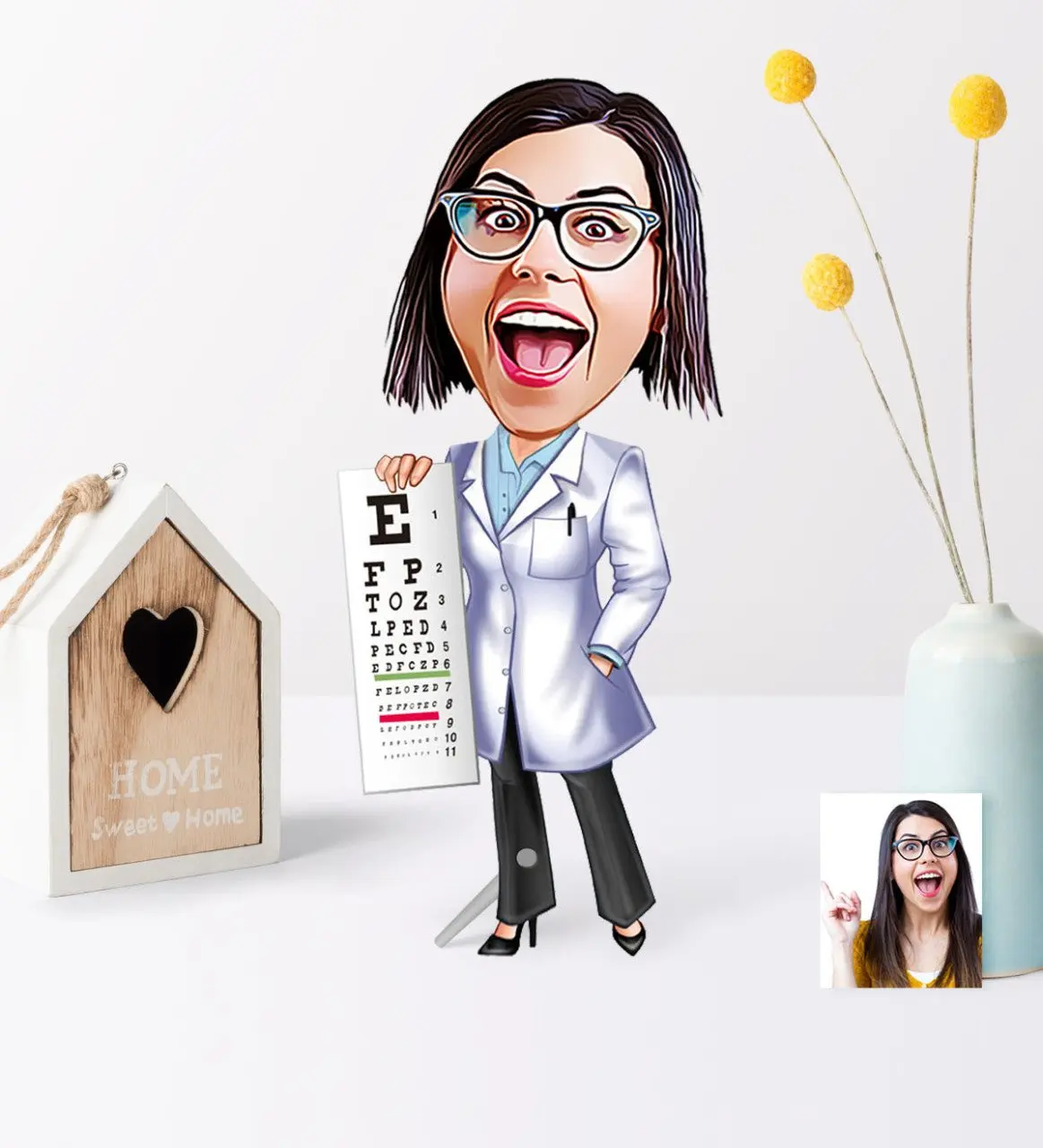 Personalized Women 'S Eye Doctor Cartoon Wooden Trinket-1 Reliable Modern Simple Gift Special Design Good Quality Surprise Dear | Дом и