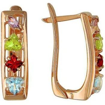 

Esthete earrings with scatter of colored stones in red gold