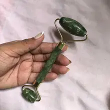 Rodillo de Jade de piedra Natural para masaje Facial, rodillo de Jade de doble cabeza para relajación de cuello cuerpo y adelgazamiento, herramienta de levantamiento Facial