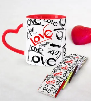 

Personalized Valentine 'S Day Themed Red Heart Mug and Chocolate Set-76