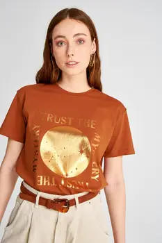 

Trendyol Printed Loose Knitted T-Shirt TWOSS20TS1180