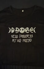 Skeleton Face Moon-Camiseta de algodón con estampado de Hello Dark para mujer, ropa para Parte Superior Femenina, Estilo vintage, gótico