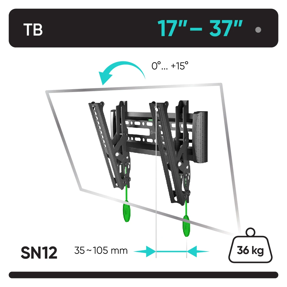 ONKRON кронштейн для телевизора наклонный чёрный SN12 VESA 75x75 100x100 100x200 200x100 200x200 |