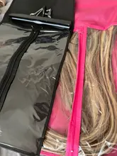 Bolsa de pelo negro Rosa Alileader con soporte de almacenamiento de peluca para pelucas, accesorios de peluca transparentes no tejidas, bolsa de almacenamiento para pelucas