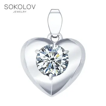 

SOKOLOV suspension of silver with phianite, fashion jewelry, 925, women's male, pendants for neck women