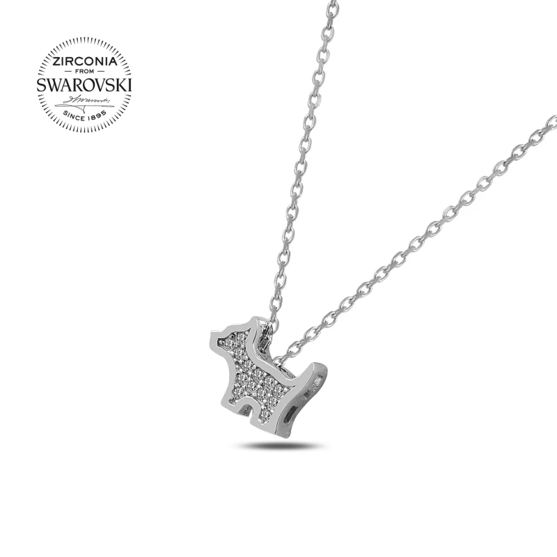 

Silver 925 Sterling Swarovski Zirconia Gemstone Dog Necklace