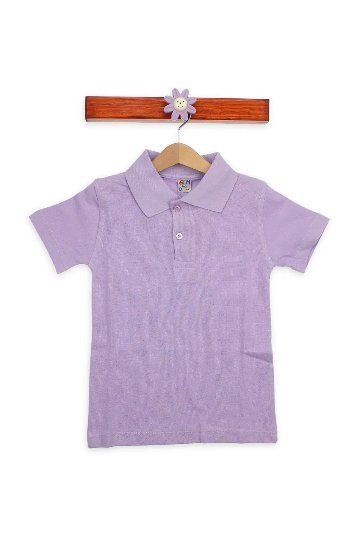 

Lilac Polo Collar Cotton Child Basic T-Shirt