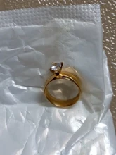 Anillo de compromiso de boda para hombre y mujer, sortija grande de acero de titanio y circón, oro de compromiso, regalo de San Valentín