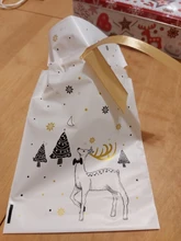 10 Uds bolsa de regalo de Santa caramelo bolsa de bolsa copo de nieve crujiente bolsa adornos con letras Merry Christmas para nuevo para el hogar año 2021 presenta