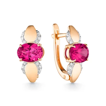 

Gold earrings with rubies and cubic zirconia sunlight sample 585