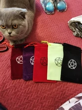 Bolsa de almacenamiento de Tarot, pentagrama de terciopelo, juego de mesa, bordado de tarjetas, bolsa con cordones, suministros de brujería para caja de Tarot, 1 Uds.