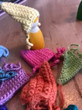 Muñecas de arcoíris de madera de ganchillo, en gorros para Pastel, bloques apilables, muñecas NATURALES DE MADERA EN sombrero tejido, juguete Montessori, 6/12 Uds.