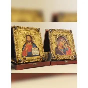 

Wedding icons for the wedding in the old age, the blessed Kazanskaya and the Lord in a gift case size 19-23 cm