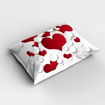 

Else Romantic Love White Red Hearts Rectangle Modern Pillowcases 3d Digital Print Pillow Covers Cases for Couch Bed
