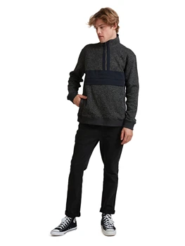 

Quiksilver sweatshirt with half collar and half zip, model Keller, dark gray, with front logo.