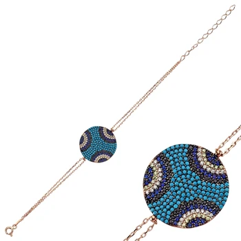 

KUTAYDAN 925 Sterling Silver Mixed Color Zircon Stone Round Bracelet