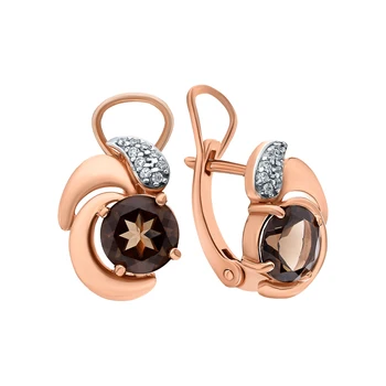 

Silver earrings with раухтопазами and cubic zirconia sunlight sample 925