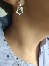 Pendientes de aro de Plata de Ley 925 para mujer, colgante de estrella hueco de circón Simple, joyería para mujer, regalos de fiesta, S-E786