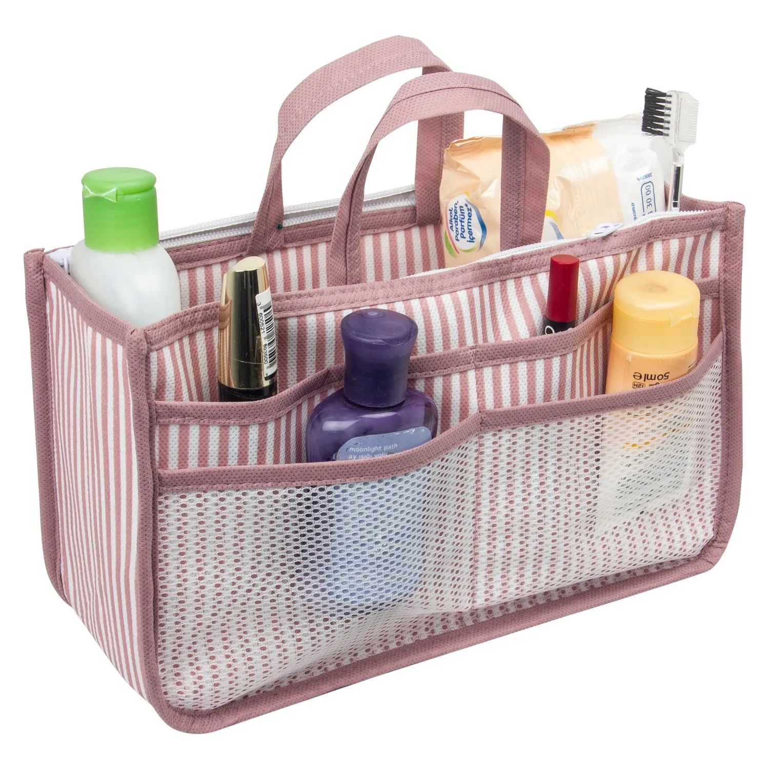 Make up Organizer Insert Bag For Handbag,, Travel Inner Bag Portable Cosmetic Bag, Fit Cosme Bag Organizer Travel Inner Purse beautician cosmetic bag travel make up bag quick makeup bag toiletry bag organizer pink makeup pouch purse waterproof handbag