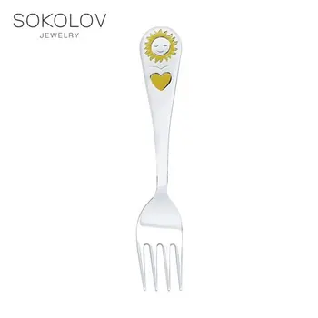 

Children's Fork "sun", gilding Sokolov, fashion jewelry, silver, 925, women's/men's, male/female