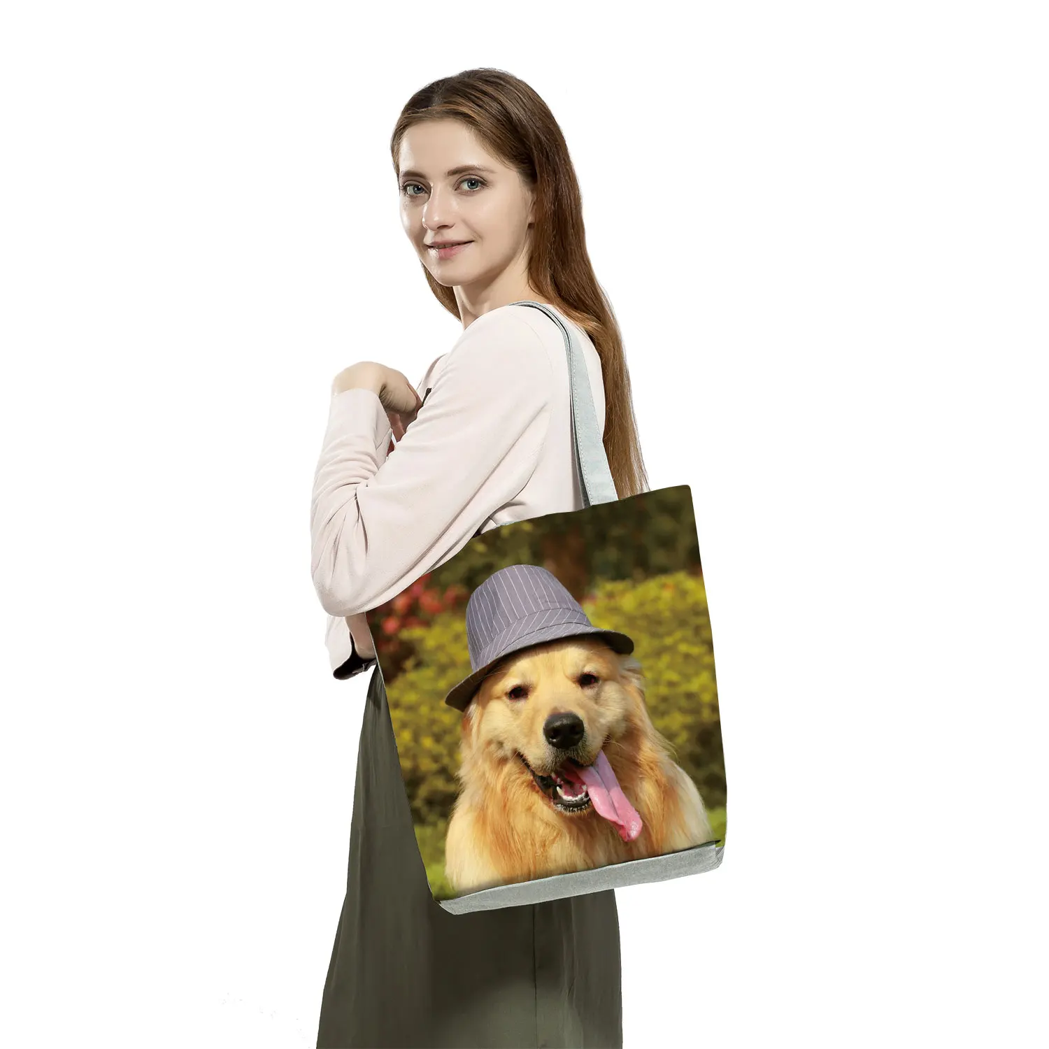 Dog Printed Women Handbags Animal Fashion Tote Shoulder Bags Large Capacity Shopping Bag Female Custom Pattern Travel Beach Bag keychain wallet