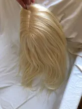 Peluca de cabello humano con Clip para mujer, tupé Invisible de seda, color rubio #613, cuero cabelludo