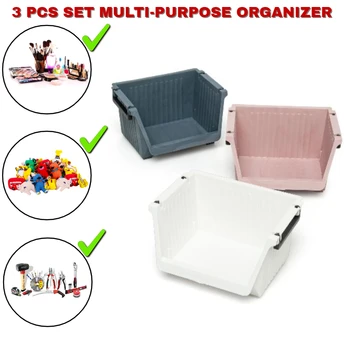 

Basket toolbox 3pcs set with handle-mountable multipurpose for toys-hobby supplies-tools-cosmetics-acrylic storage container box