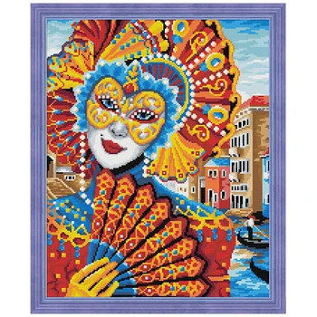 

Аж-1588 painting with rhinestones 'Stranger with a fan '40x50 cm