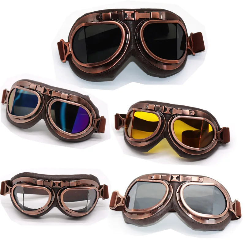 

5 Colors Fashion Cool Retro Motorcycle Goggles Harley Protection Eyewear Less For Helmet