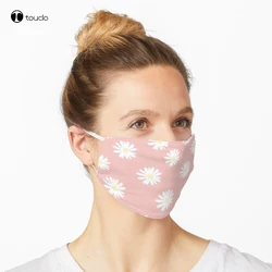 Pink daisies Mask Face Filter Pocket Cloth Reusable Washable