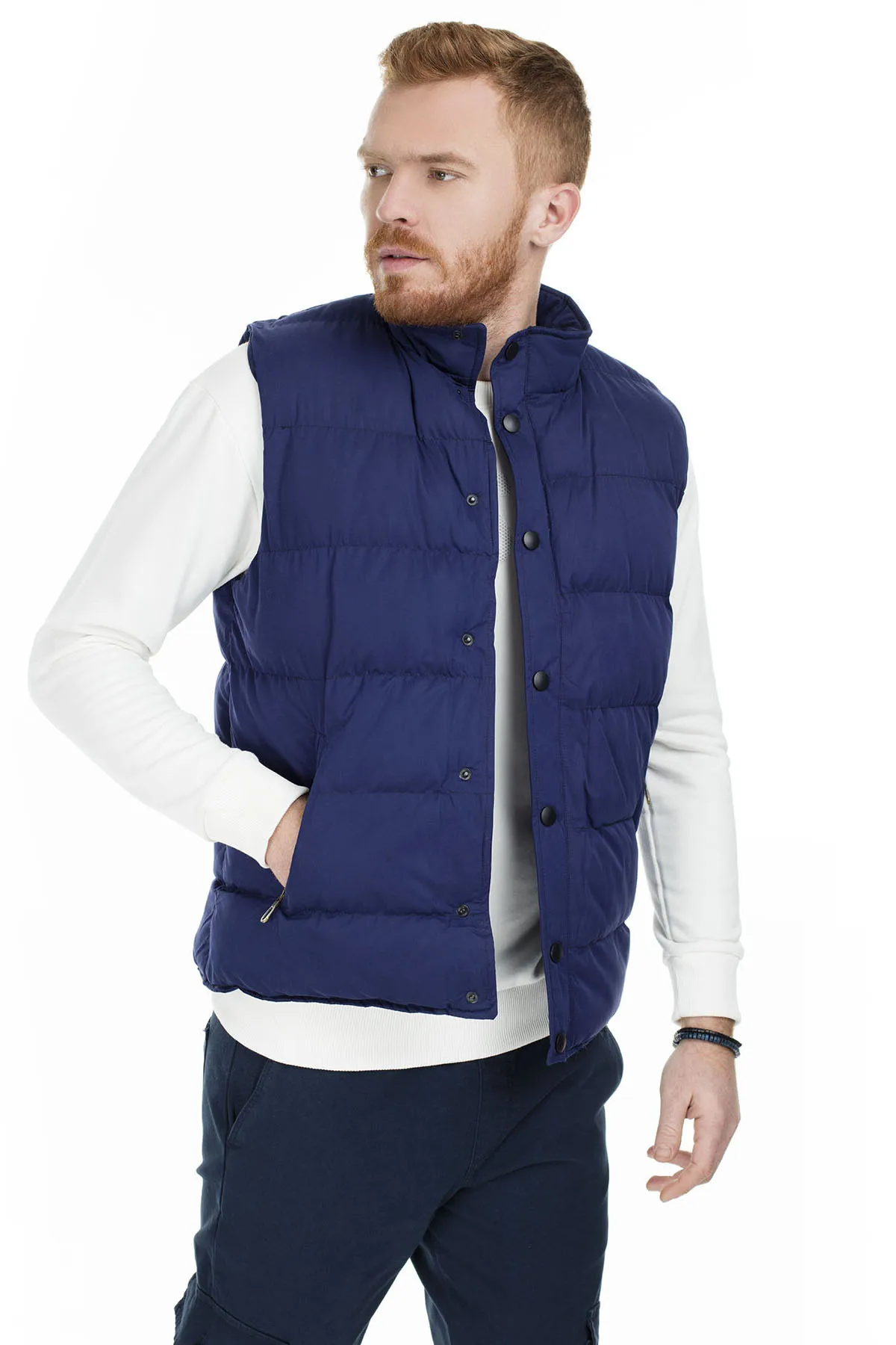 Buratti Вертикальный Воротник Slim Fit жилет мужской жилет 5624905W0 - Цвет: Индиго
