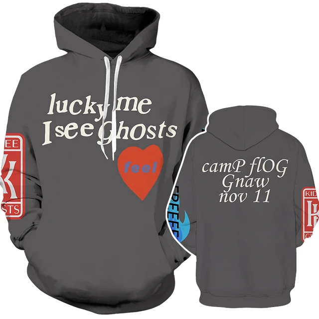 Lucky Me I See Ghosts 3d Graffiti Letter Printed Hoodie 1