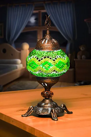 

Green Turkish Handmade different color mosaic table lamps