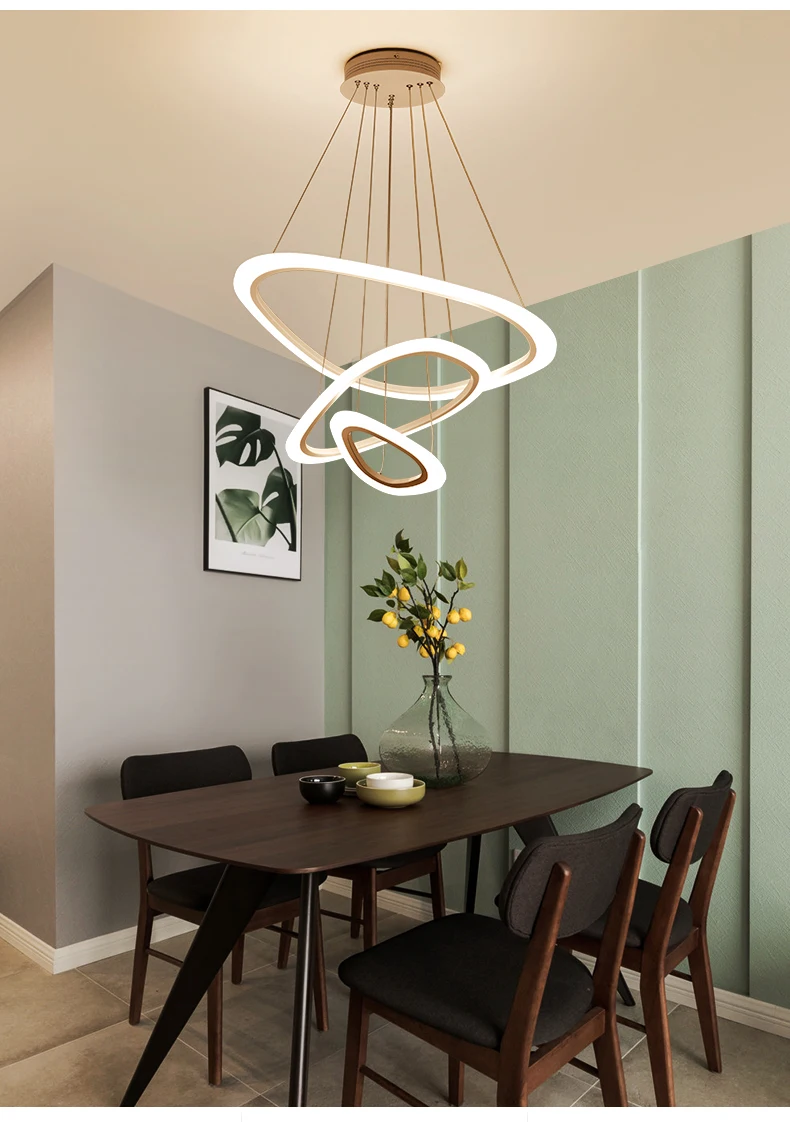 Modern Kitchen Lighting Decorate New Led Chandelier For Dining Room Table Living Ring Pendant Lamps Iron Indoor Smart Fixtures entryway chandelier